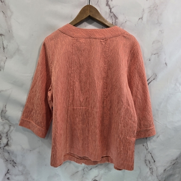 Bob Mackie Top Womens XL Pink Button Blouse Textured Lightweight Jacket Cardigan - Picture 5 of 11